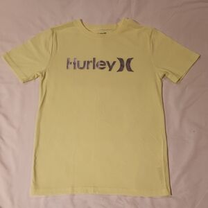 Hurley Light Yellow Tee with Silver Logo. Size 14/16.